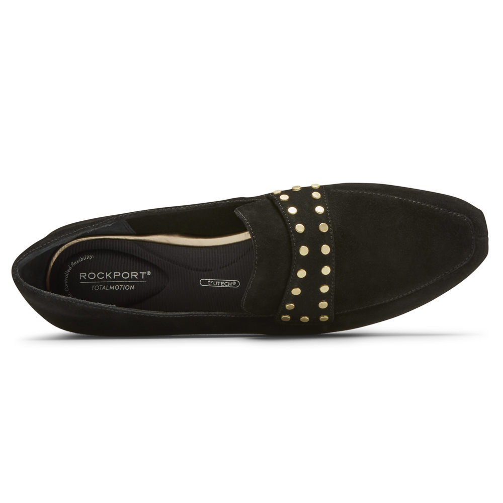 Rockport Womens Loafers Black - Total Motion Laylani Studded - UK 924-AFJPNS